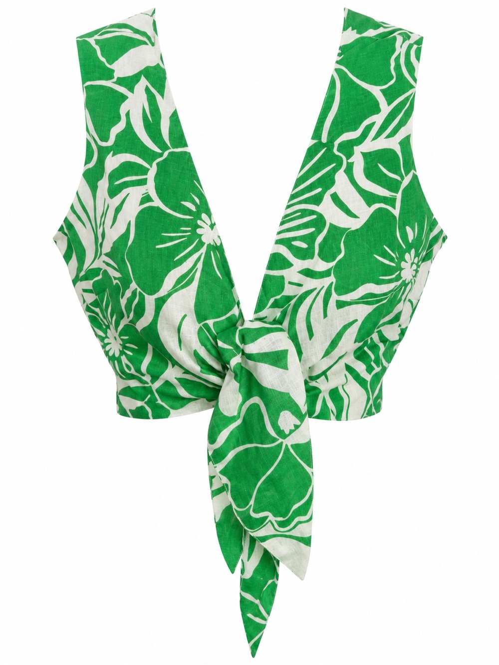 Faithfull The Brand Dalaila Tie Top El Marsa Floral Green XL